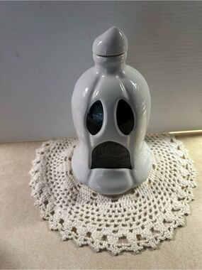 White Ceramic Ghost Tequila bottle- Decorative Home Art